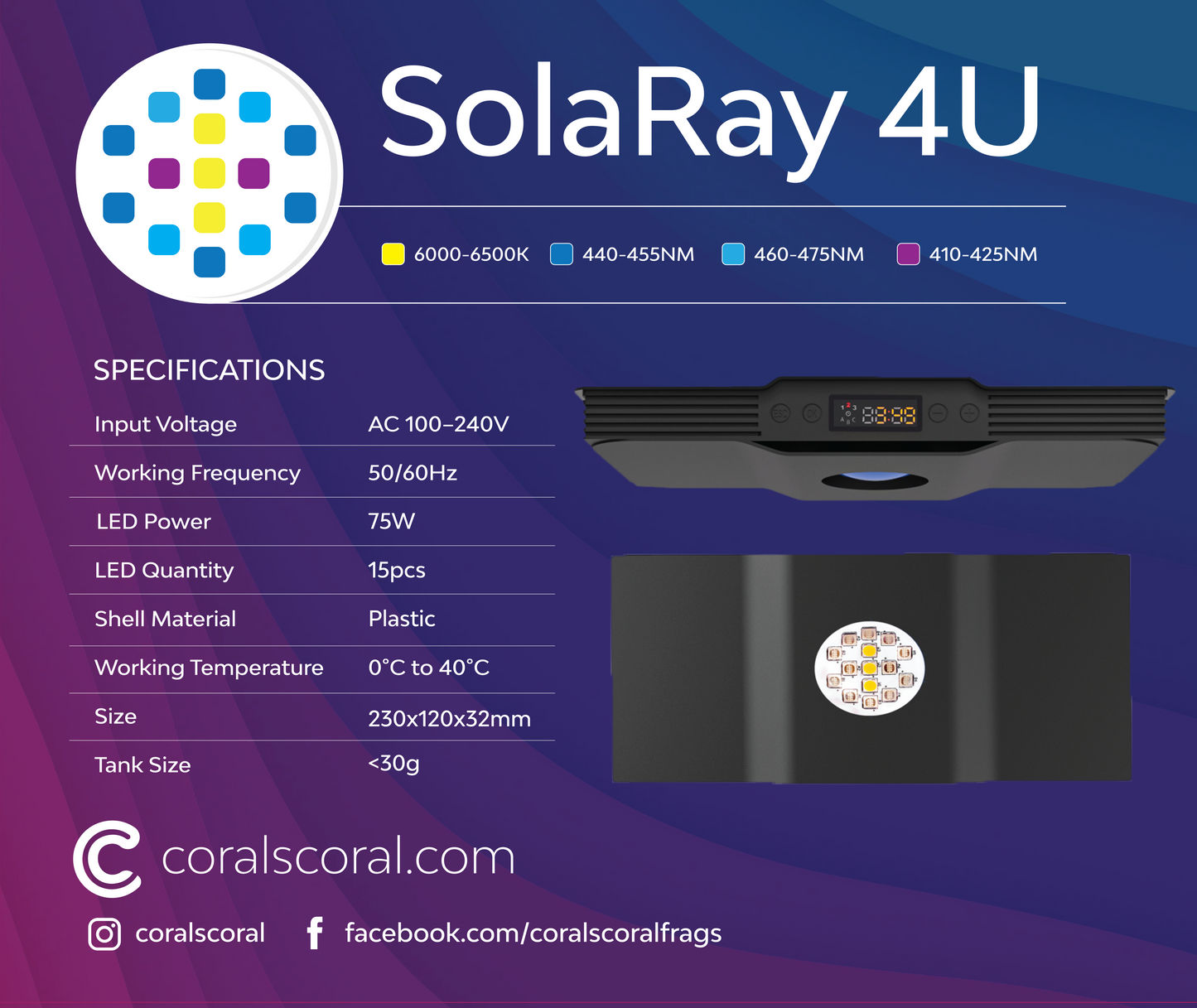 SolaRay 4U LED Reef Light - Great for nano tanks!